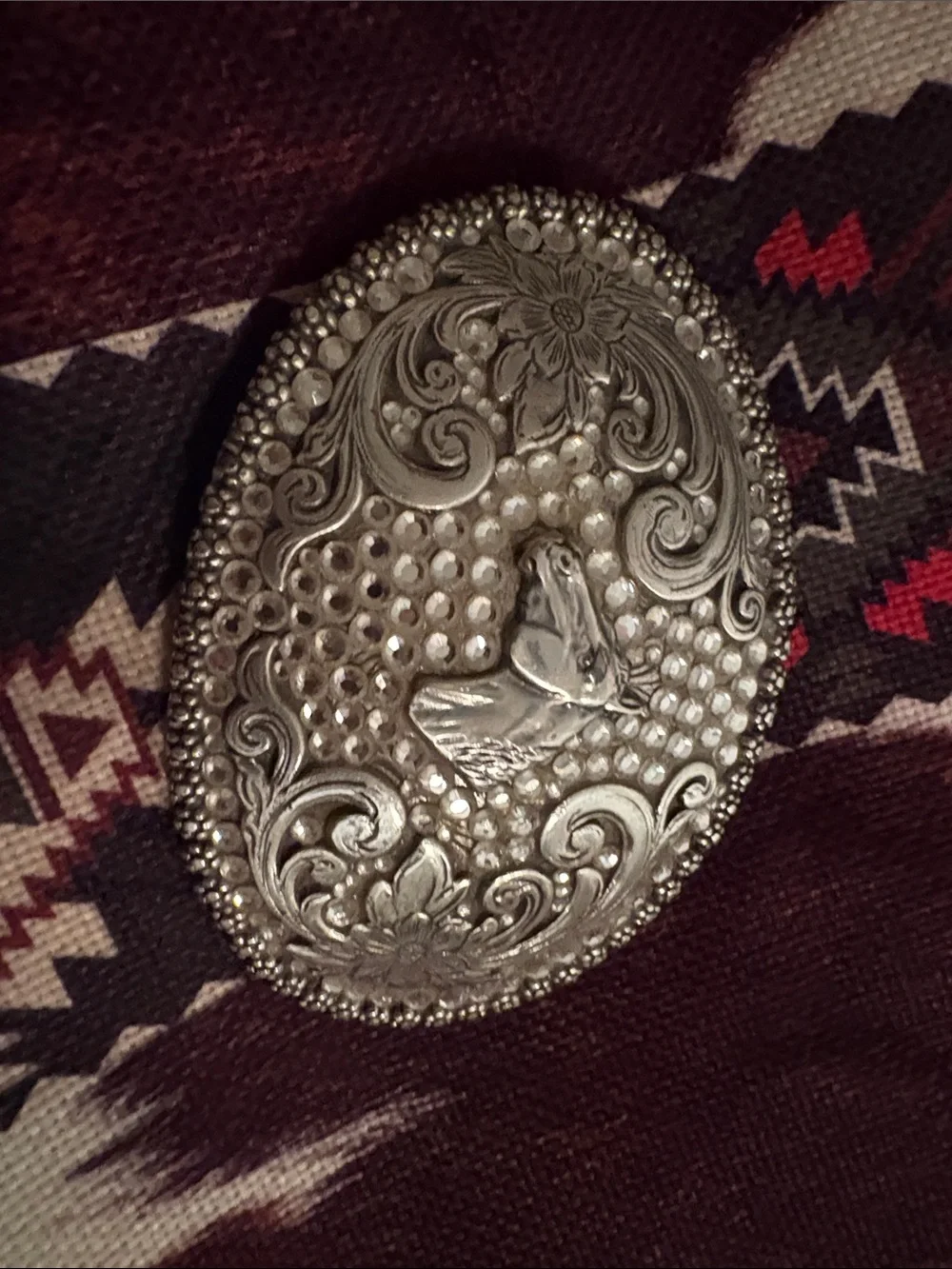 Nocona Silver-Tone Oval Western Belt Buckle